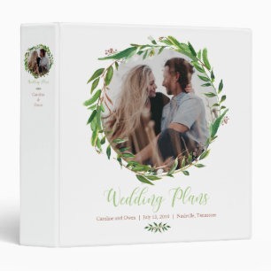 Modern Laurel Wreath Photo Wedding Plan Binder
