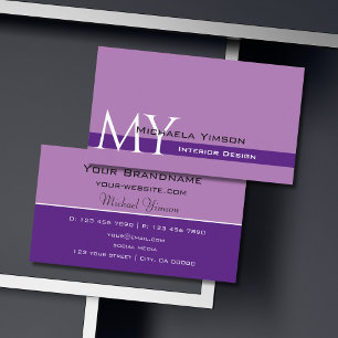 Modern Lavender Classic with Monogram Professional Business Card