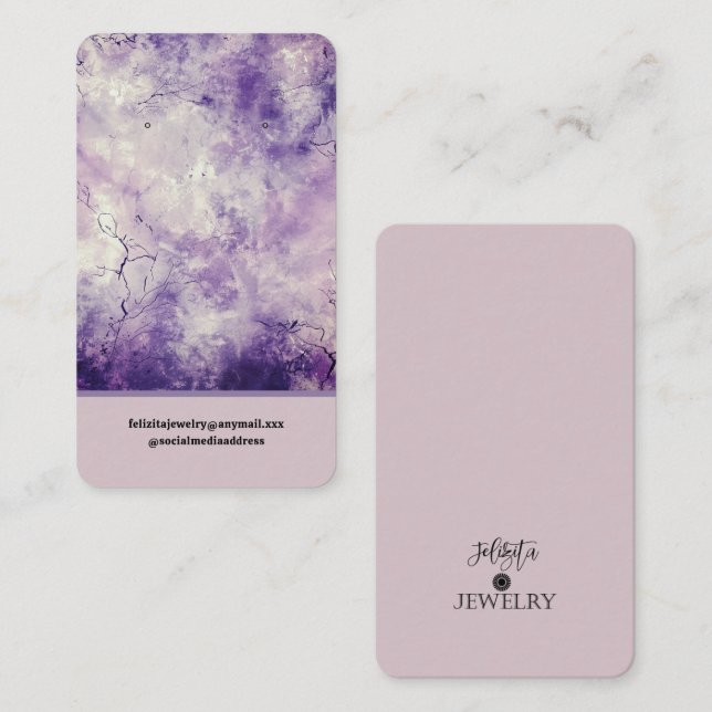 Modern Lavender Coloured Earring Display  Business Card (Front/Back)