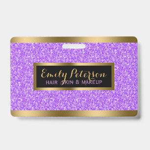 Modern Lavender Faux Glitter Gold Accents Badge