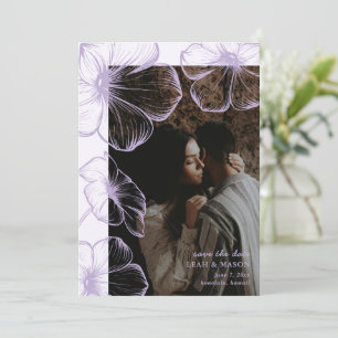 Modern Lavender Floral Photo Elegant Wedding Save The Date