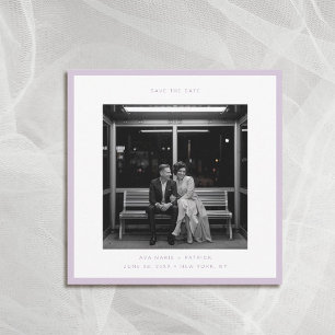 Modern Lavender Frame Typography Wedding Save Date Invitation