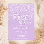 Modern lavender glitter ombre purple Sweet 16 Invitation<br><div class="desc">A modern,  pretty faux lavender glitter shower ombre with purple colour block Sweet 16 birthday party invitation with elegant typography  with purple ombre pattern. Perfect for a princess Sweet sixteen.</div>