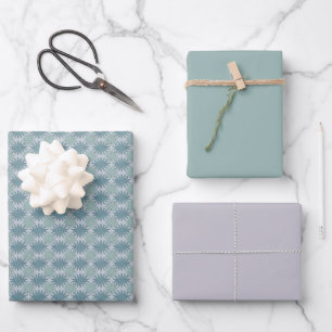 Modern Lavender Grey Summer Green Floral Pattern Wrapping Paper Sheet