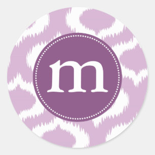 Modern Lavender Ikat Diamonds Personalized Classic Round Sticker
