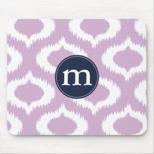 Modern Lavender Ikat Diamonds Personalized Mouse Pad