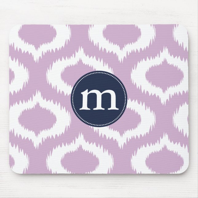 Modern Lavender Ikat Diamonds Personalized Mouse Pad (Front)