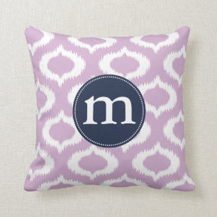 Modern Lavender Ikat Diamonds Personalized Throw Pillow