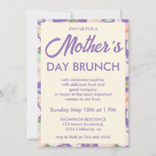 Modern Lavender Ivory Floral Mother's Day Brunch Invitation