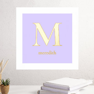 Modern Lavender Monogram Initial Letter  Foil Prints