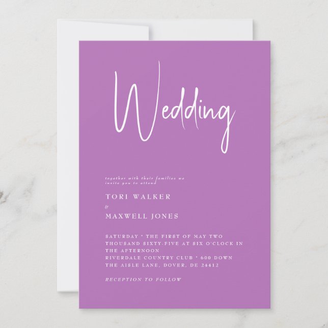 Modern Lavender No Parents Wedding Invitation (Front)