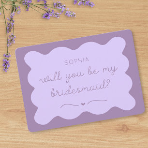 Modern Lavender Personalized Bridesmaid Proposal Card