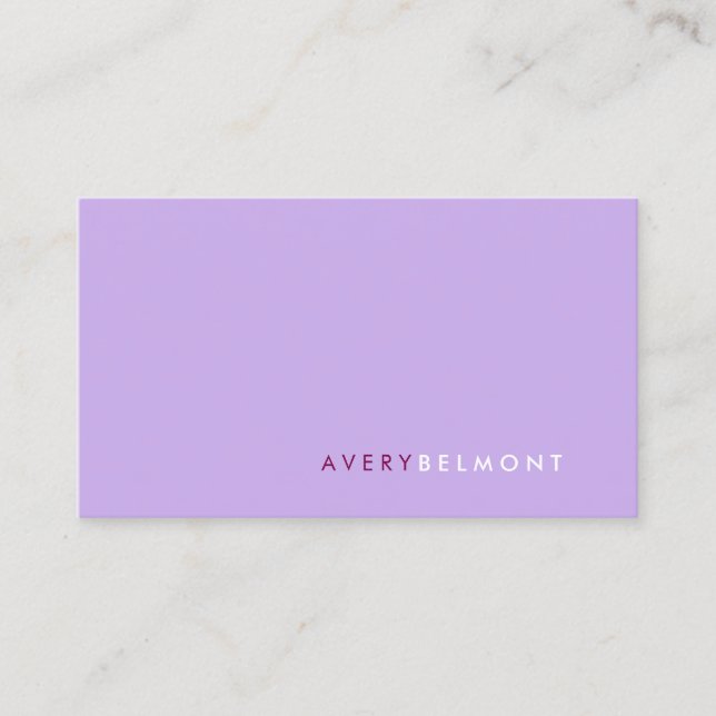 Modern Lavender Professional  Minimalistic Business Card (Front)