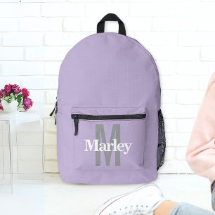 Modern Lavender Purple Cute Bold Personalized Name Printed Backpack