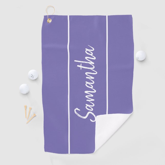 Modern Lavender Purple Hand Lettered Script Name Golf Towel (InSitu)