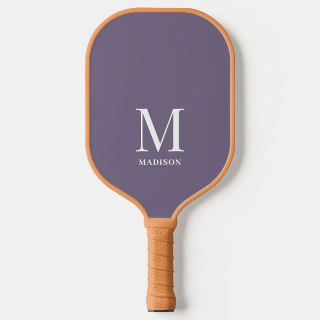 Modern Lavender Purple Minimalist Monogram Name Pickleball Paddle (Front)