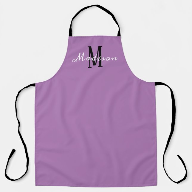 Modern Lavender Purple Script Personalized Chef Apron (Front)