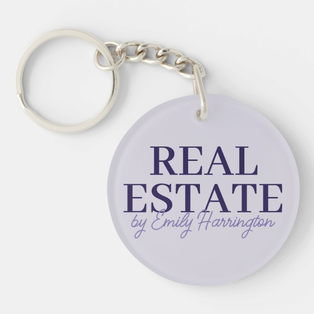 Modern Lavender Real Estate Agent Keychain (Front)