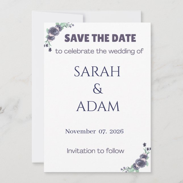 Modern Lavender Rose Wedding Save the Date Card (Devant)