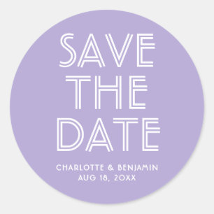 Modern Lavender Save The Date Sticker