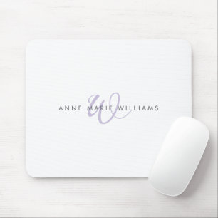 Modern Lavender Script Monogram Mouse Pad