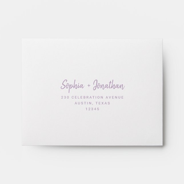 Modern Lavender Script | Self-Addressed RSVP  Envelope (Front)