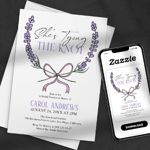 Modern Lavender She's Tying the Knot Bridal Shower Invitation