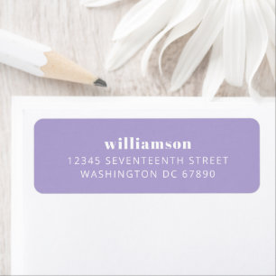 Modern Lavender Simple Last Name Return Address 