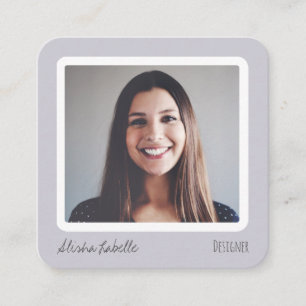 Modern Lavender Social Media Follow Me Photo Square Business Card