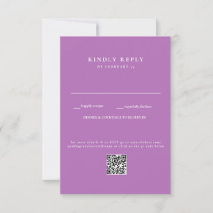 Modern Lavender Wedding QR Code RSVP Card