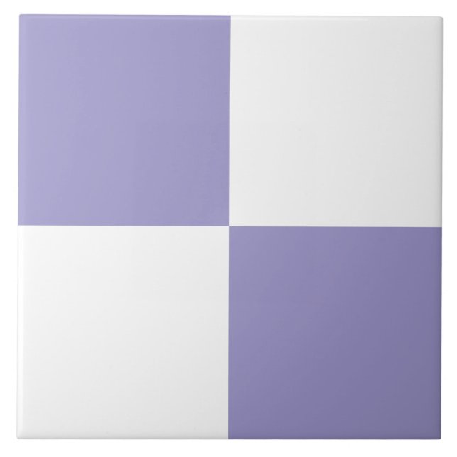 Modern Lavender White Chequered Ceramic Tile (Front)