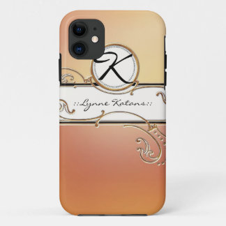 Modern Lavish Elegant Orange Pink Jewel Monogram iPhone 11 Case