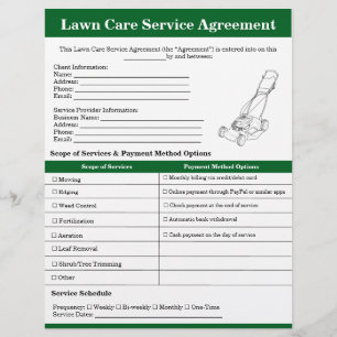 Modern Lawn Care Agreement Form Template Flyer