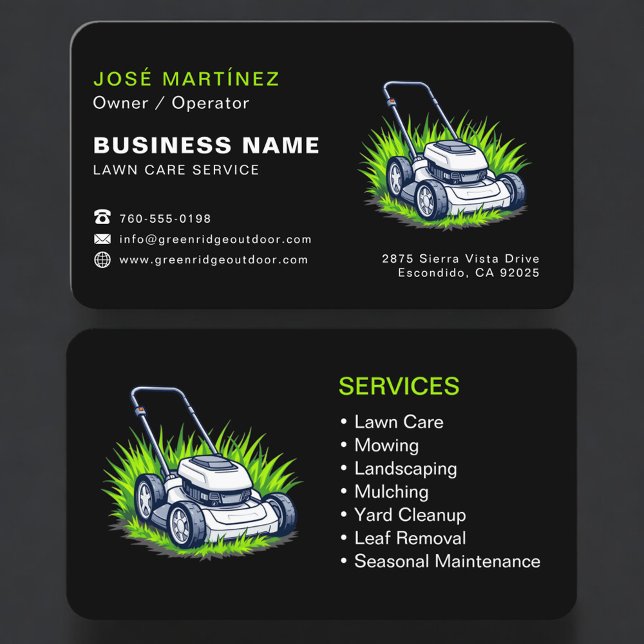 Modern Lawn Care and Maintenance Business Card (Creator Uploaded)