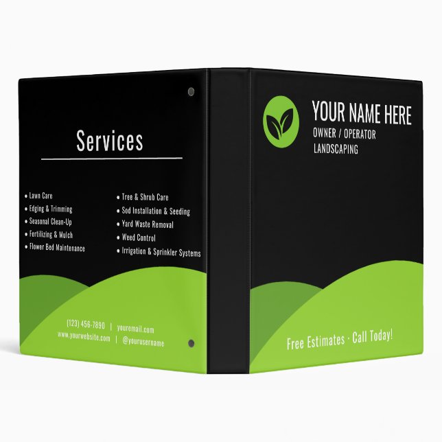 Modern Lawn Care Landscaping Business Binder (Background)