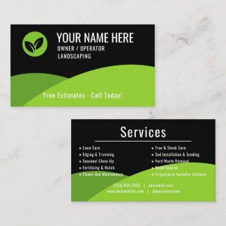 Modern Lawn Care Landscaping Business Business Card