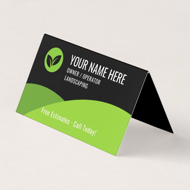 Modern Lawn Care Landscaping Business Card (Front)