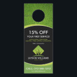 Modern Lawn Care/Landscaping Grass Logo Black Door Hanger<br><div class="desc">A clean and modern logo design of silhouetted blades of grass rest above your name or business name on this promotional door hanger. Update the text fields with your own unique discount or offering. This double-sided door hanger provides plenty of space to list your services, contact info and additional details....</div>