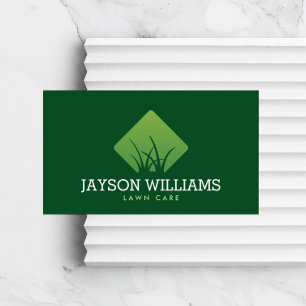 Modern Lawn Care/Landscaping Grass Logo Green Business Card