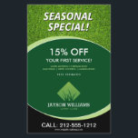 Modern Lawn Care/Landscaping Grass Logo Green Flyer<br><div class="desc">A clean and modern logo design of silhouetted blades of grass rest above your name or business name on this promotional flyer. Update the text fields with your own unique discount or offering. This double-sided flyer provides plenty of space to list your services, contact info and additional details. A great...</div>