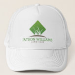 Modern Lawn Care/Landscaping Grass Logo White Trucker Hat<br><div class="desc">A clean and modern logo design of silhouetted blades of grass rest above your name or business name on this personalized trucker hat. Designed for lawn care businesses,  landscaping companies,  garden designers and more. Artwork and design © 1201AM Design Studio</div>