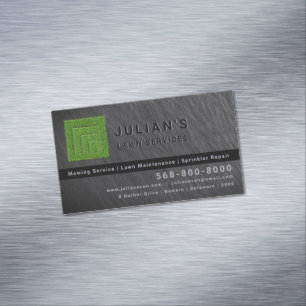 Modern Lawn Care Services /Landscaping Grass Logo Magnetic Business Card