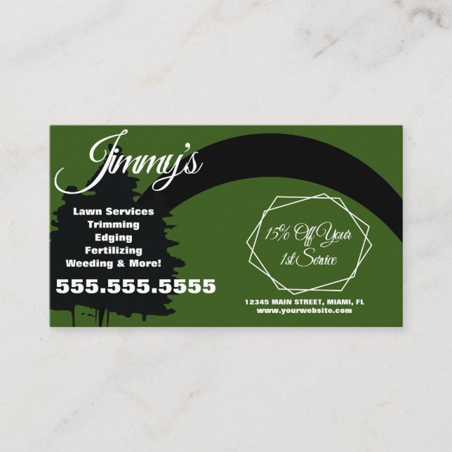Modern Lawn Services Business Tree Logo B  Card (Front)