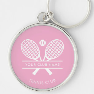 Modern Lawn Tennis Club Name Team Pink Custom Keychain