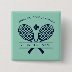 Modern Lawn Tennis Country Club Name Team Coach 2 Inch Square Button
