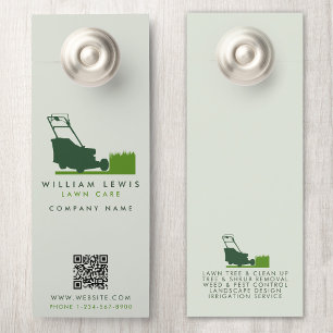 Modern Lawnmower Lawn Care Simple QR Code Door Hanger