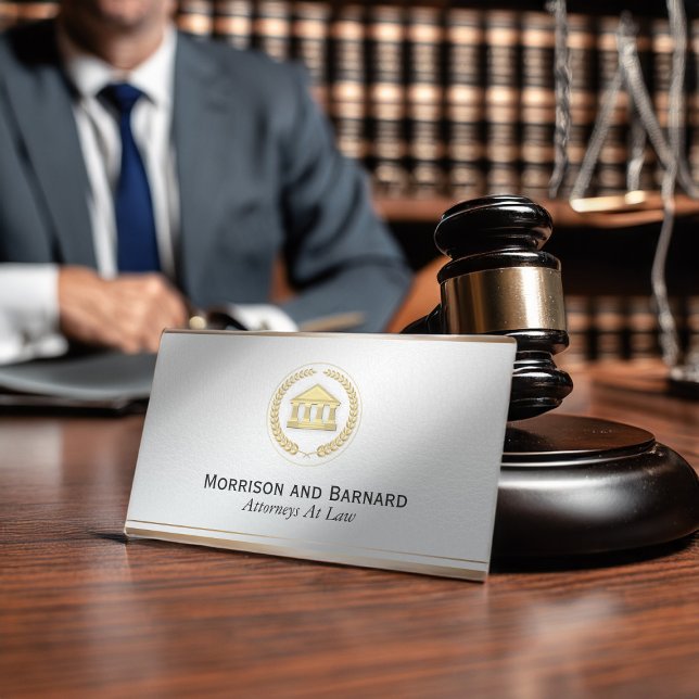 Modern Lawyer Attorney Faux Gold Courthouse Business Card (Creator Uploaded)