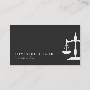 Modern Lawyer Justice Scales Black White  Business Card