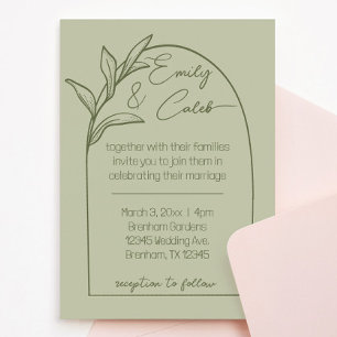 Modern Leaf Arch Sage Green Wedding Invitation