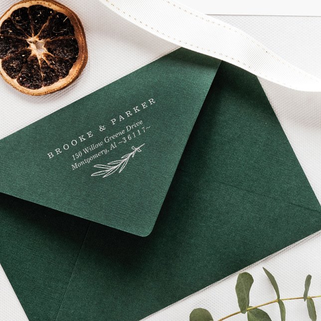 Modern Leaf Branch Personalized Name & Address Rubber Stamp (Creator Uploaded)